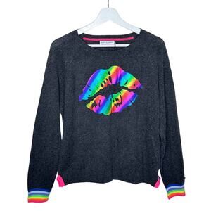 SCOTT & SCOTT London Cashmere Kiss Foil Metallic Rainbow Sweater Gray {S36}